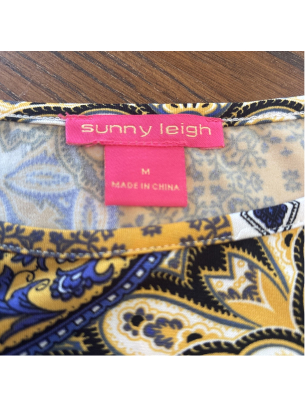sunny leigh tops long sleeve blue/gold women’s M - Picture 2 of 8